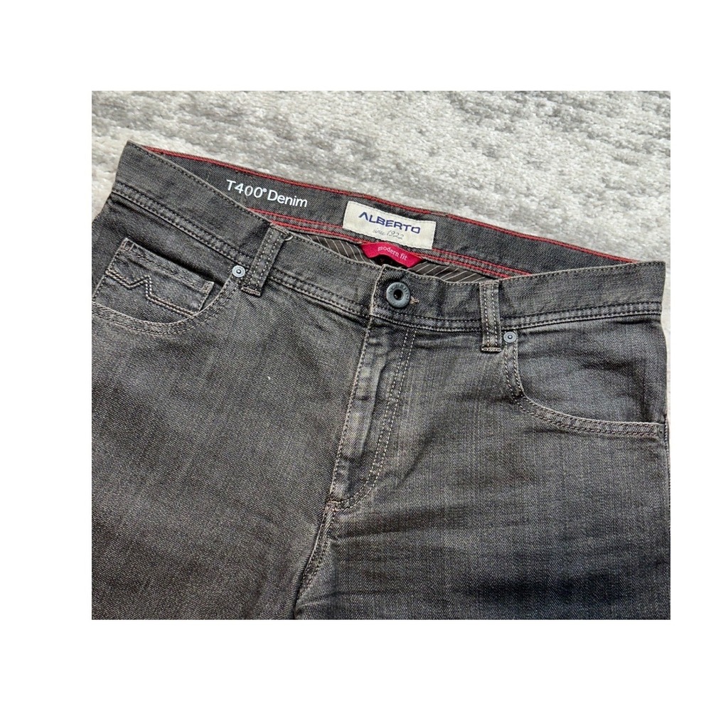 Alberto Stone-T400 Jeans Men 33x32 Gray Modern Fit T400 Denim Pants